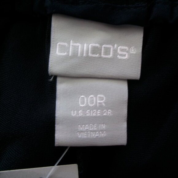 New Chico's 00R = Size 2 Relaxed Pull On Ankle Pants Navy Blue Pockets Stretch - Picture 10 of 15